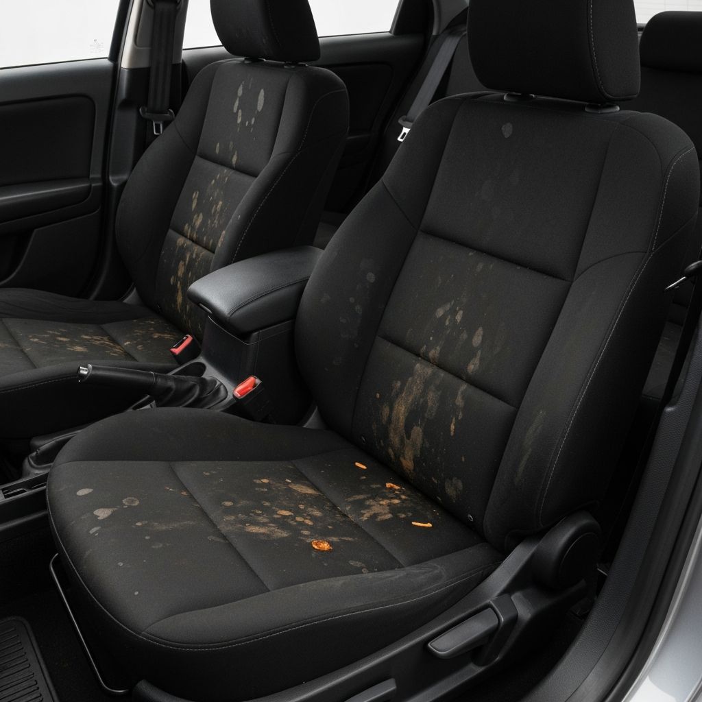 Dirty car interior before detailing