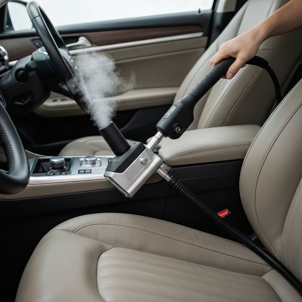 Steam cleaning car interior