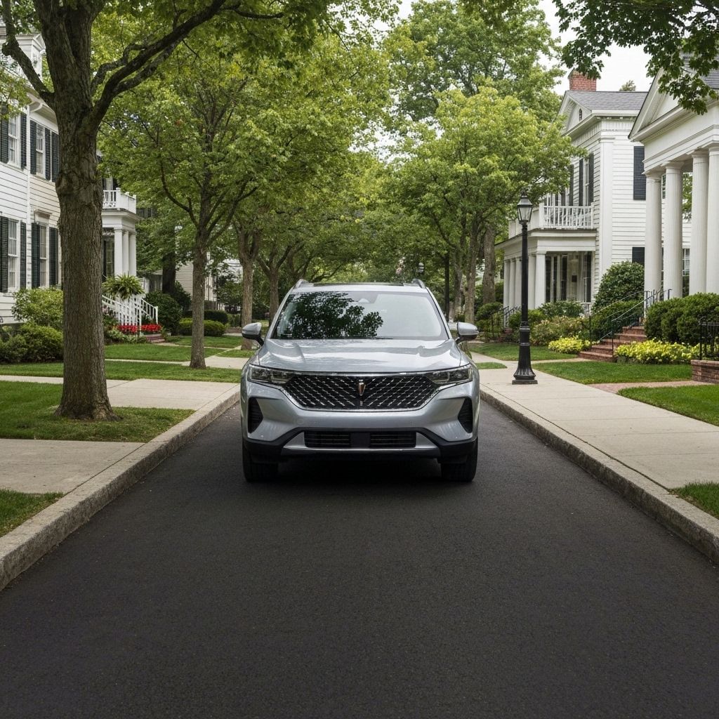 SUV parked on residential street